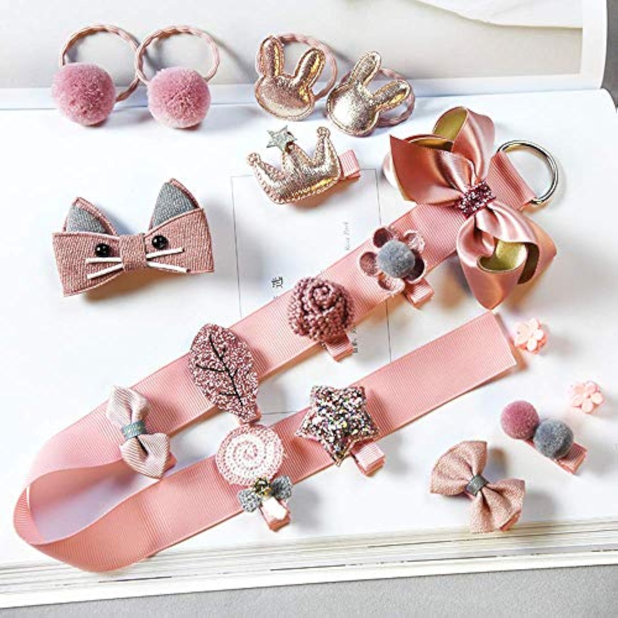 18pc Hair Accessories Combo Set, Clips & Ponytail Holders